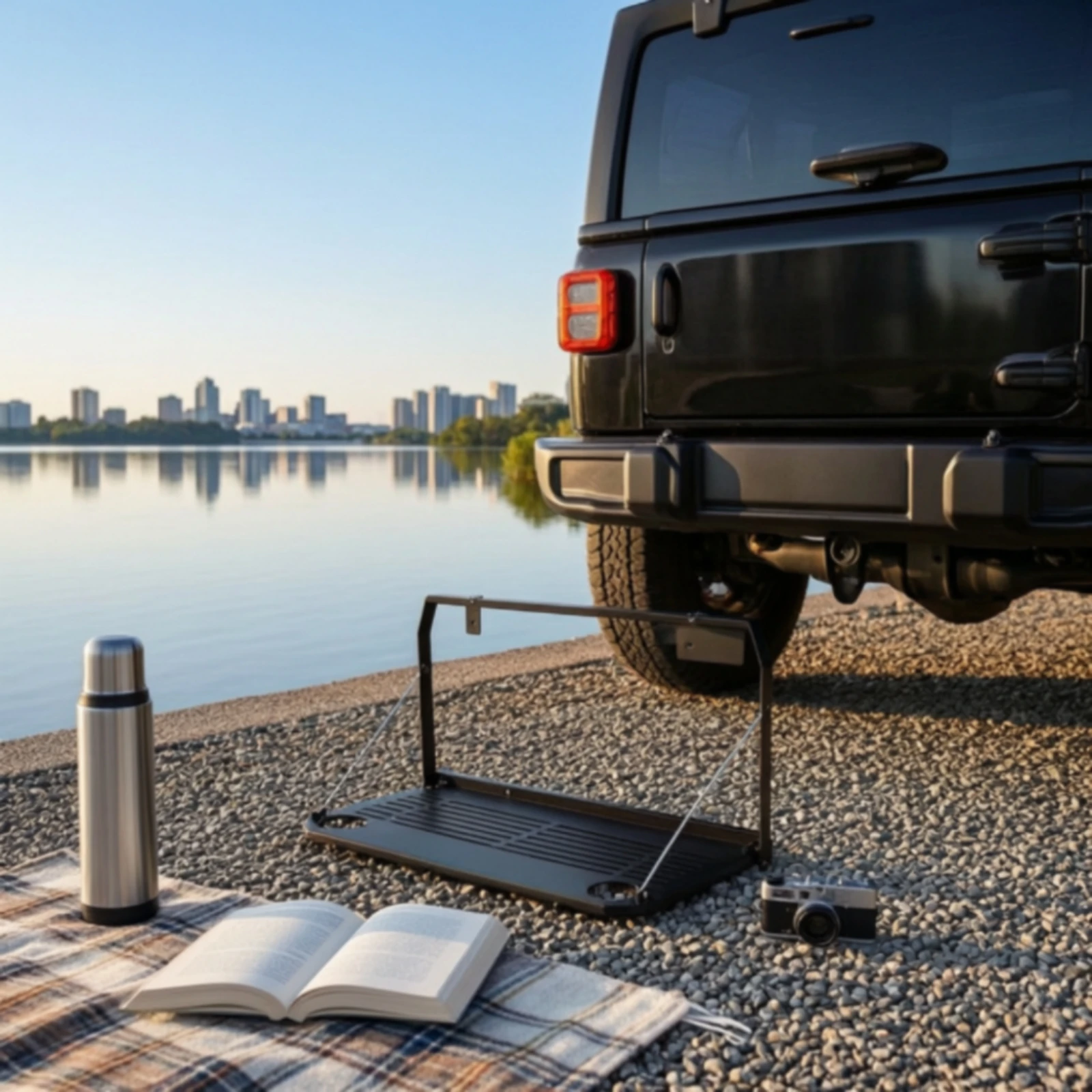 Foldable Tailgate Table Fold-down Tailgate Table with Cup Holders Folding Storage Rack Long-Lasting Vehicle Accessory