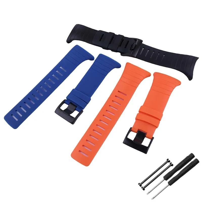 Мужской резиновый ремешок для часов с пряжкой, аксессуары, совместимые с сердечником SUUNTO, силиконовые ремешки для часов, спортивный браслет на открытом воздухе, браслет
