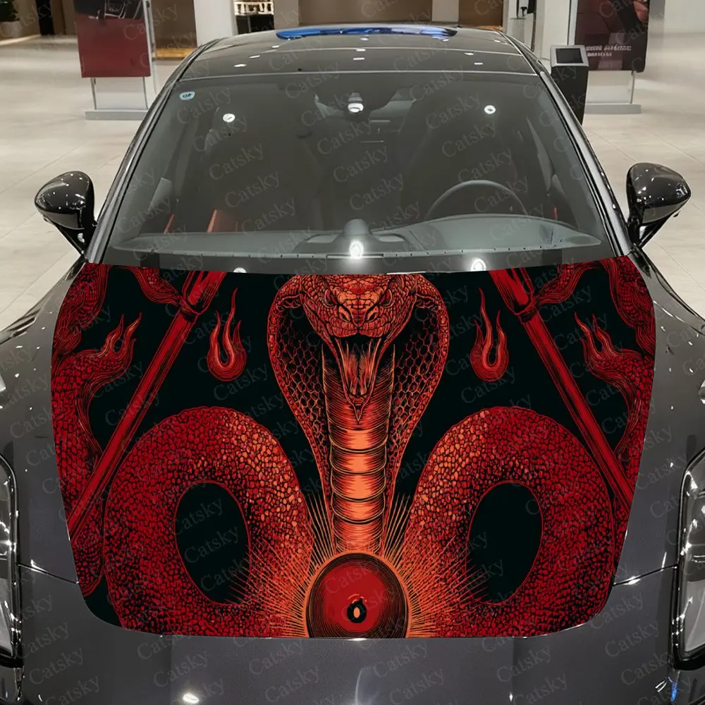 

Fashionable Snake Ball Car Cover Decal, Auto Hood Sticker, Waterproof and Self-adhesive Auto Vinyl Wraps, Cool Car Exterior Deco