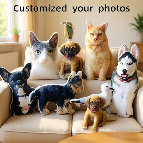 Photo Customization DIY Dog Cushion Pet Plush Pillows Stuffed Animal Cat Pillow Sofa Car Decorative Personalized Birthday Gift