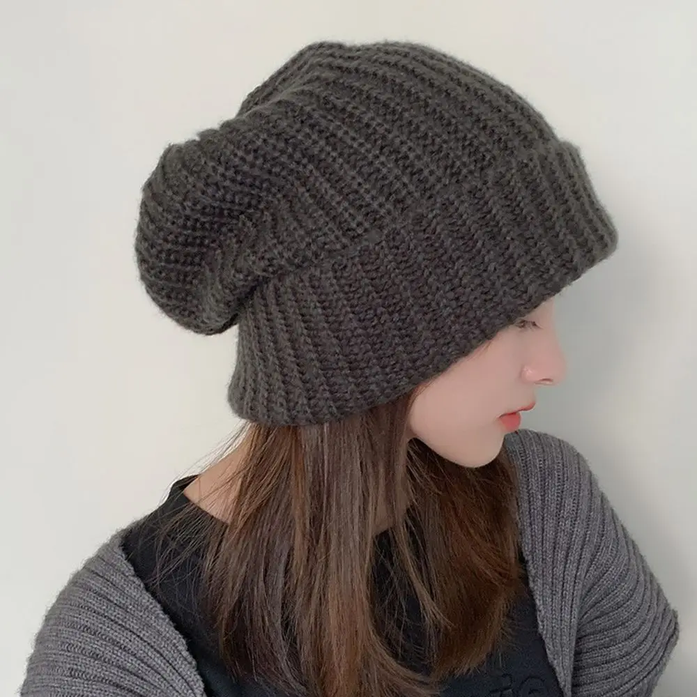 

Windproof Winter Elastic Fashion Knitted Hat Solid Color Korean Style Beanies Women Hat