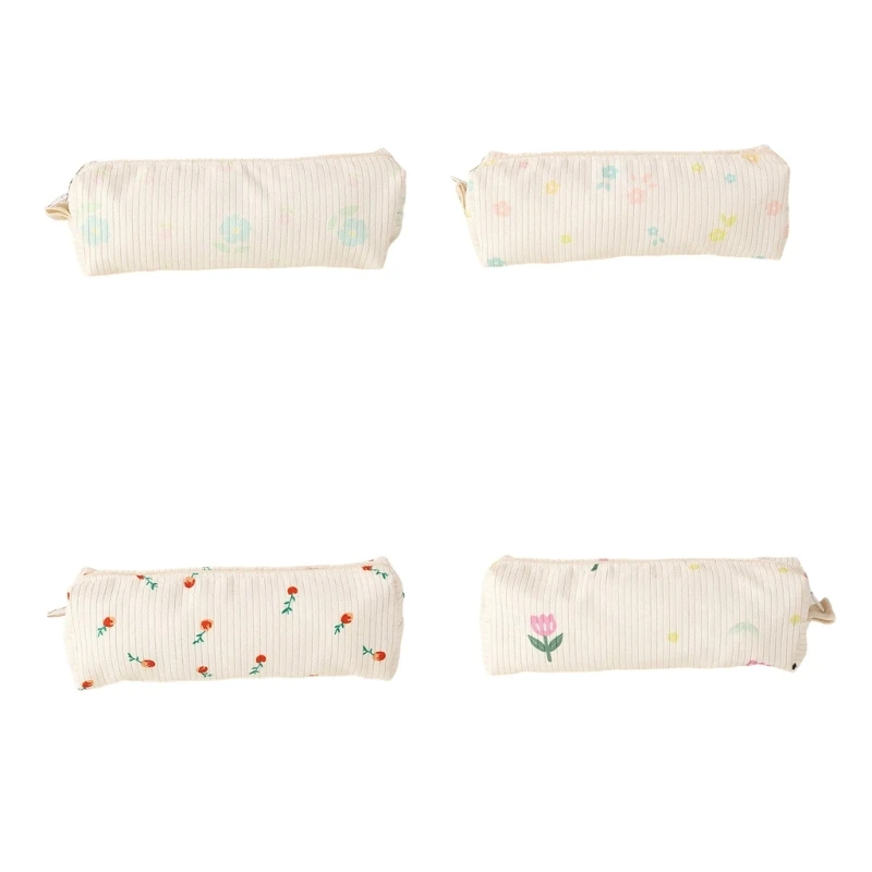 

Flower Print Pencil Bag Corduroy Pencil Pouches Zippered Pen Case Pencil Bag, Makeup Storage Bag Cosmetic Bag Dropship
