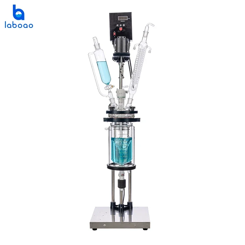 LABOAO 1-5L Double Layer Jacketed Glass Chemical Reactor For Laboratory