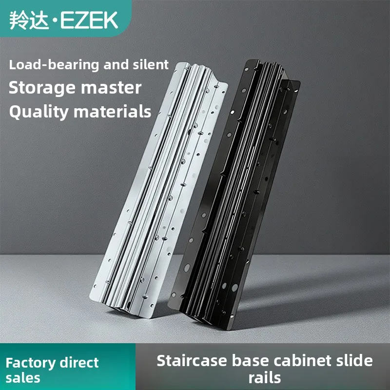 Heavy Duty Silent Drawer Slides To Inch Bottom Mount Three Section Telescopic Steel Rails Kg Load Stair Cabinet Shoe Box Storage