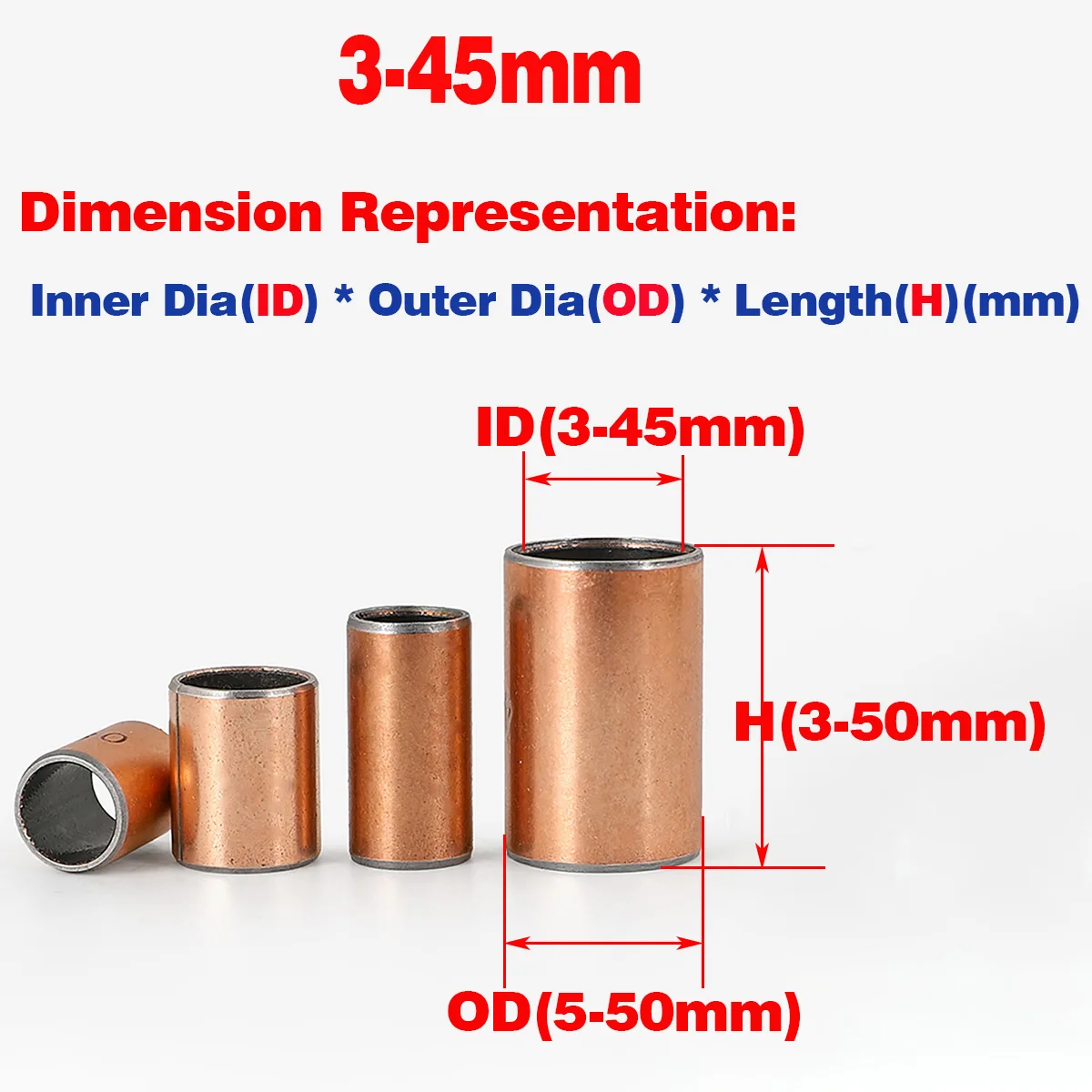 Inner Diameter 3 4 5 6 8 9mm Sf-1 Oil-Free Self-Lubricating Composite Bearing Copper Shaft Bushing  Bushing Small Bushing