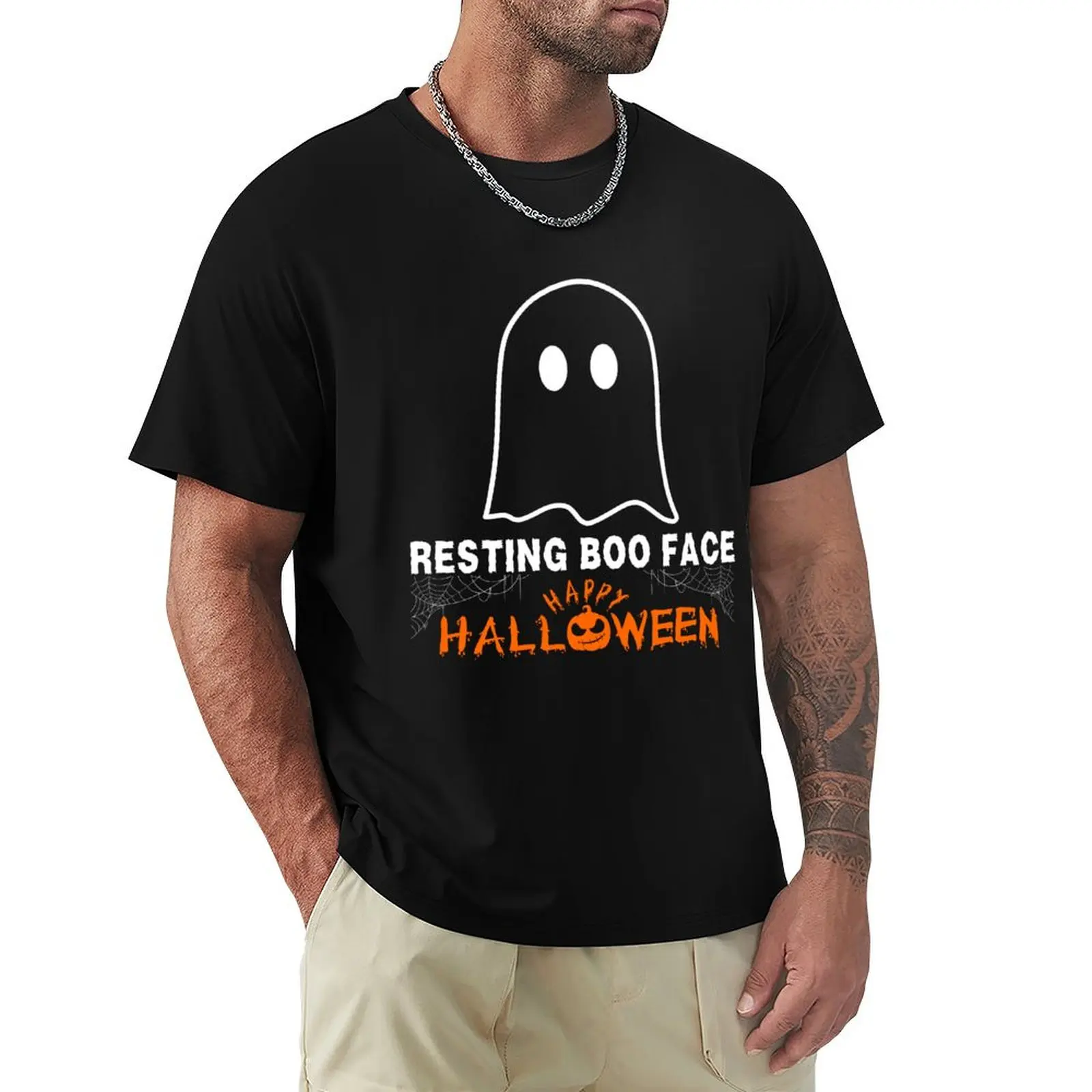 Resting Boo Face T-Shirt Standard Fit Solid Tee Shirt