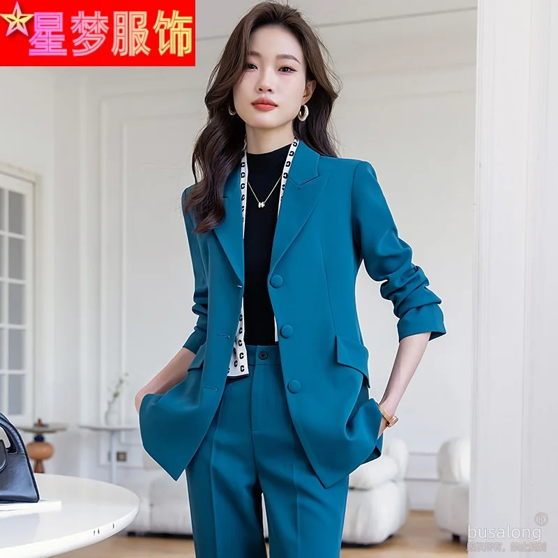 

Dark Blue Suit Jacket for Women Spring and Autumn 2023 New Temperament Goddess Style Business Suit Formal Suit Work Clothes Suit