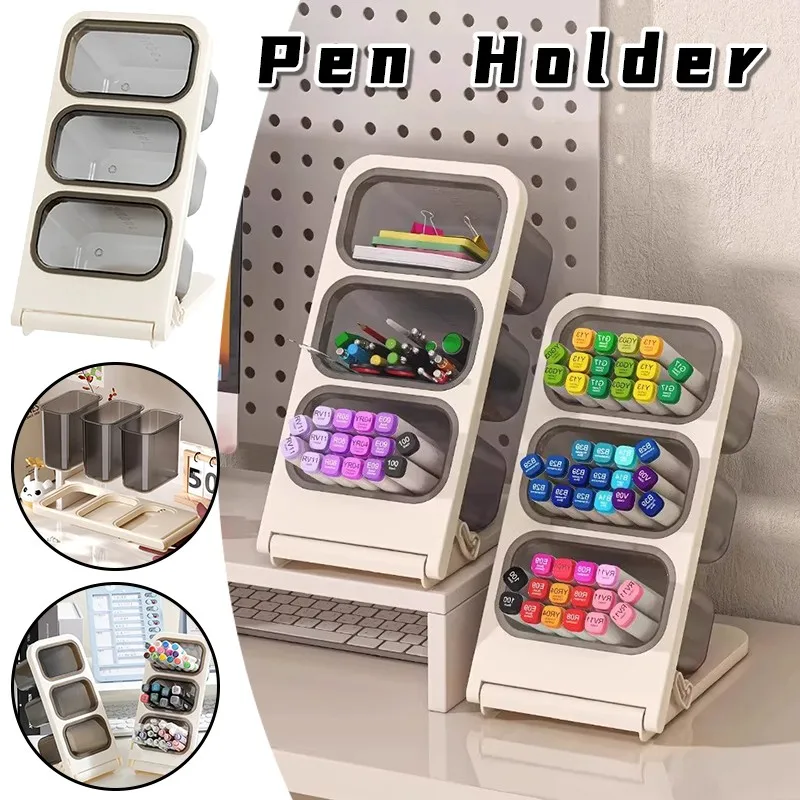 

Large Capacity Removable Oblique Pen Holder Pencil Container Foldable Multi-use Pen Storage Box School Office Supplies