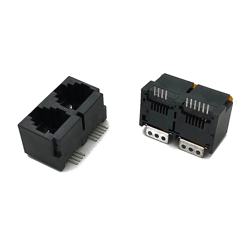 5PCS RJ11 Connector 1 x 2 Twin Cell RJ12 RJ9 Socket 4P4C 6P6C Patch Type Flat Needle SMT Standing 180 Degrees