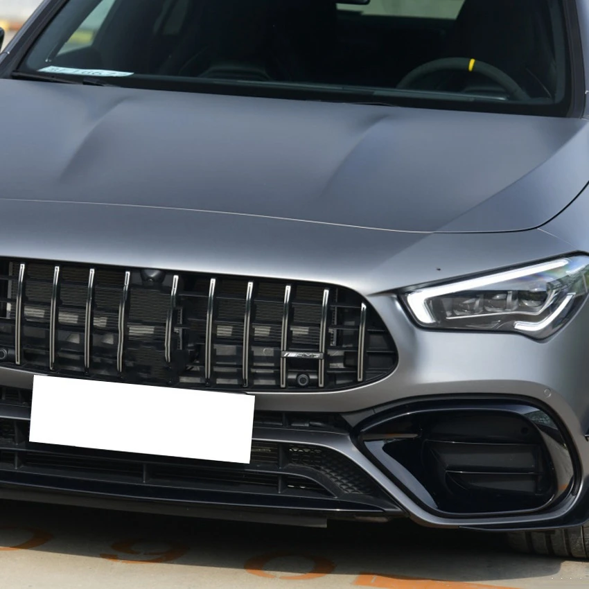 المصد الأمامي سبويلر لمرسيدس بنز CLA45 AMG C118 2020 2021 أسود لامع المصد المفسدين أضواء الضباب غطاء الزخرفية-M54K #3