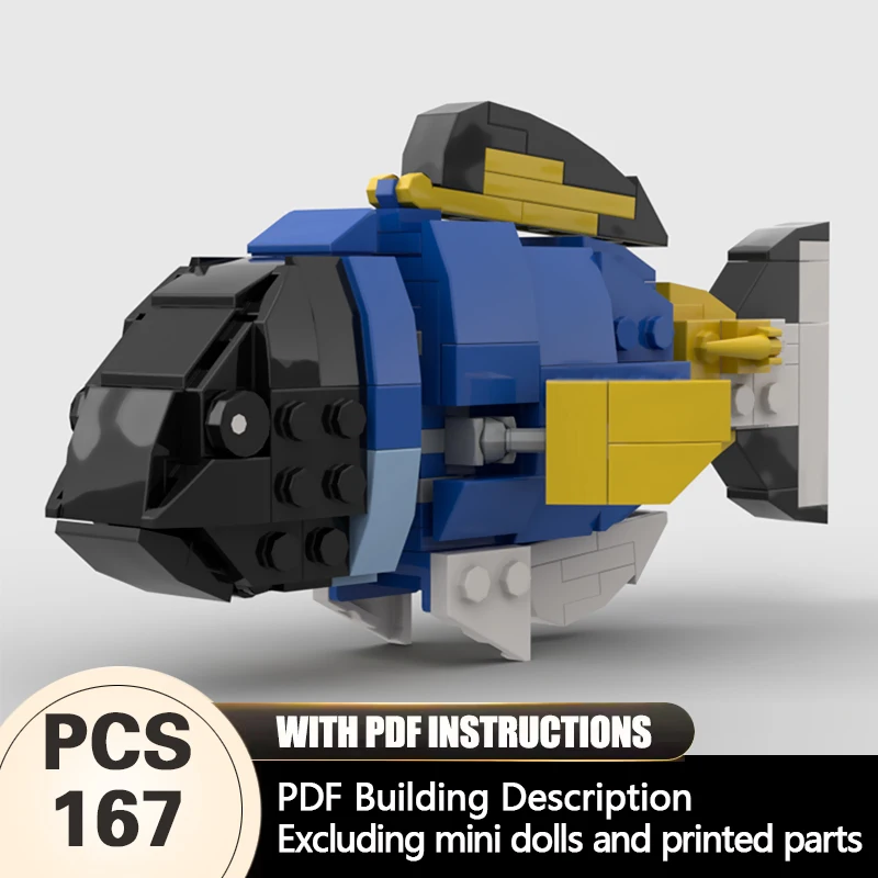 Набор для сборки модульной модели рыбки-хирурга из серии Creators Animal Series MOC, конструктор, технологичный подарок, праздничный набор для детей