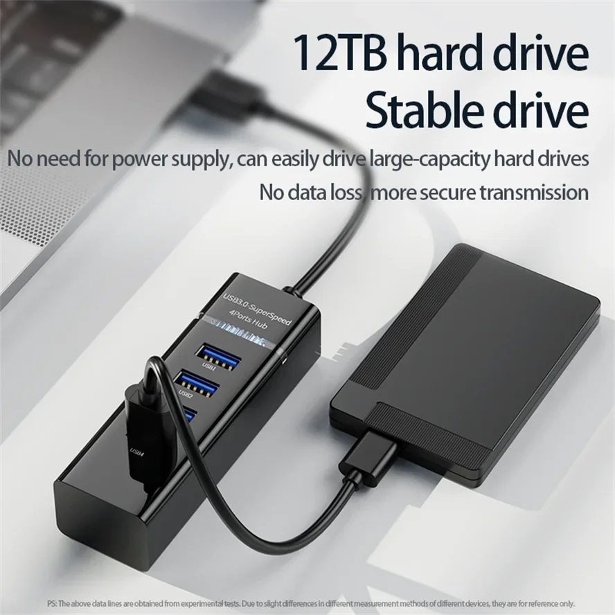 Hub USB 3,0 de 4 puertos, expansor de adaptador divisor de alta velocidad para PC, Accesorios de ordenador, concentrador multipuerto para portátil,