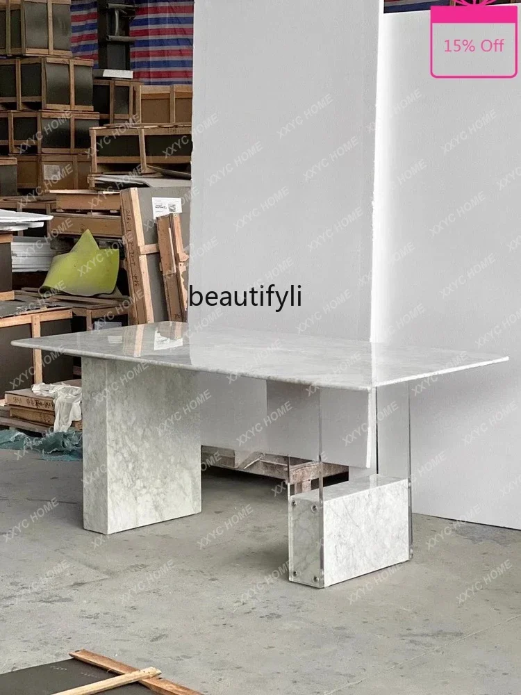 light luxury marble suspended transparent,  creative modern simple rectangular dining table