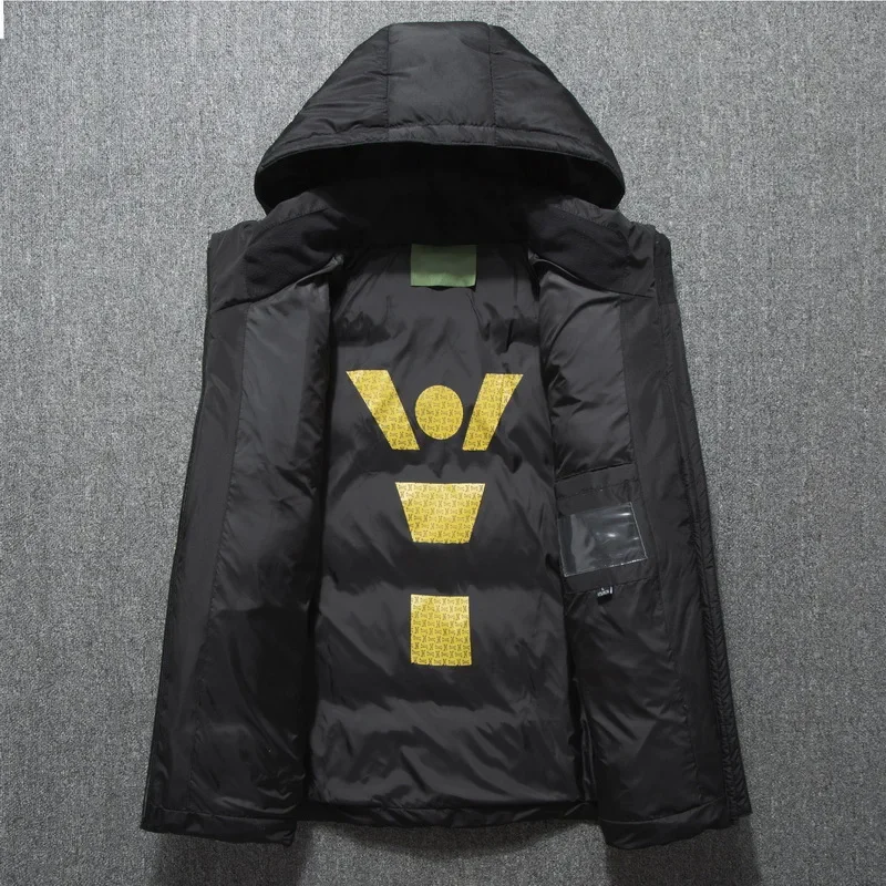 Piumini con cappuccio da uomo piumini d\'anatra bianchi giacche Casual invernali da uomo giacche invernali calde antivento da esterno maschili di