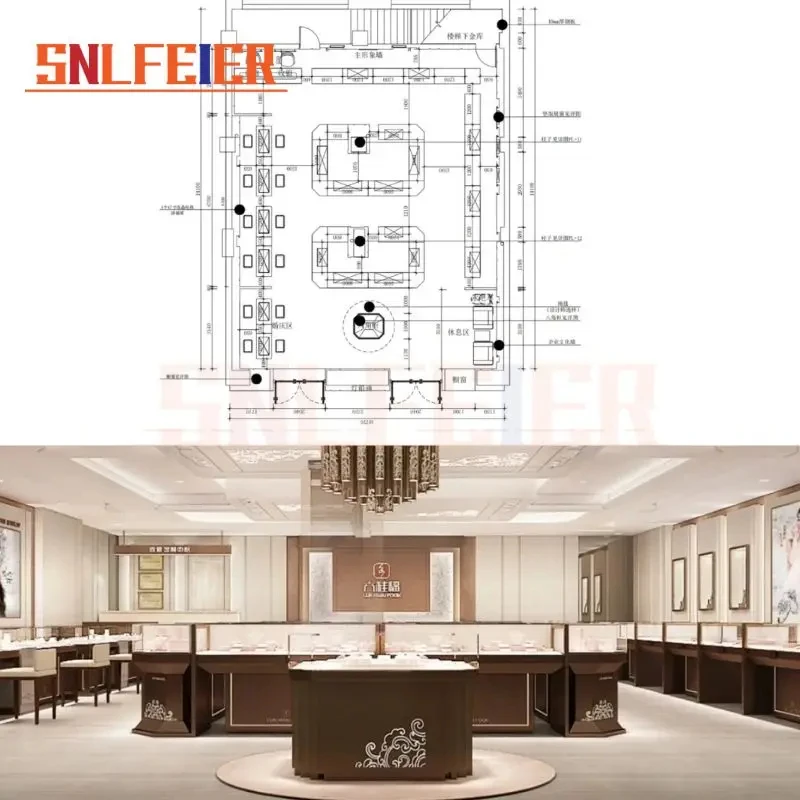 custom.Custom High-End Luxury Jewelry Store Interior Furniture Modern Boutique Showroom Display Solutions Modern Mall Jewelr