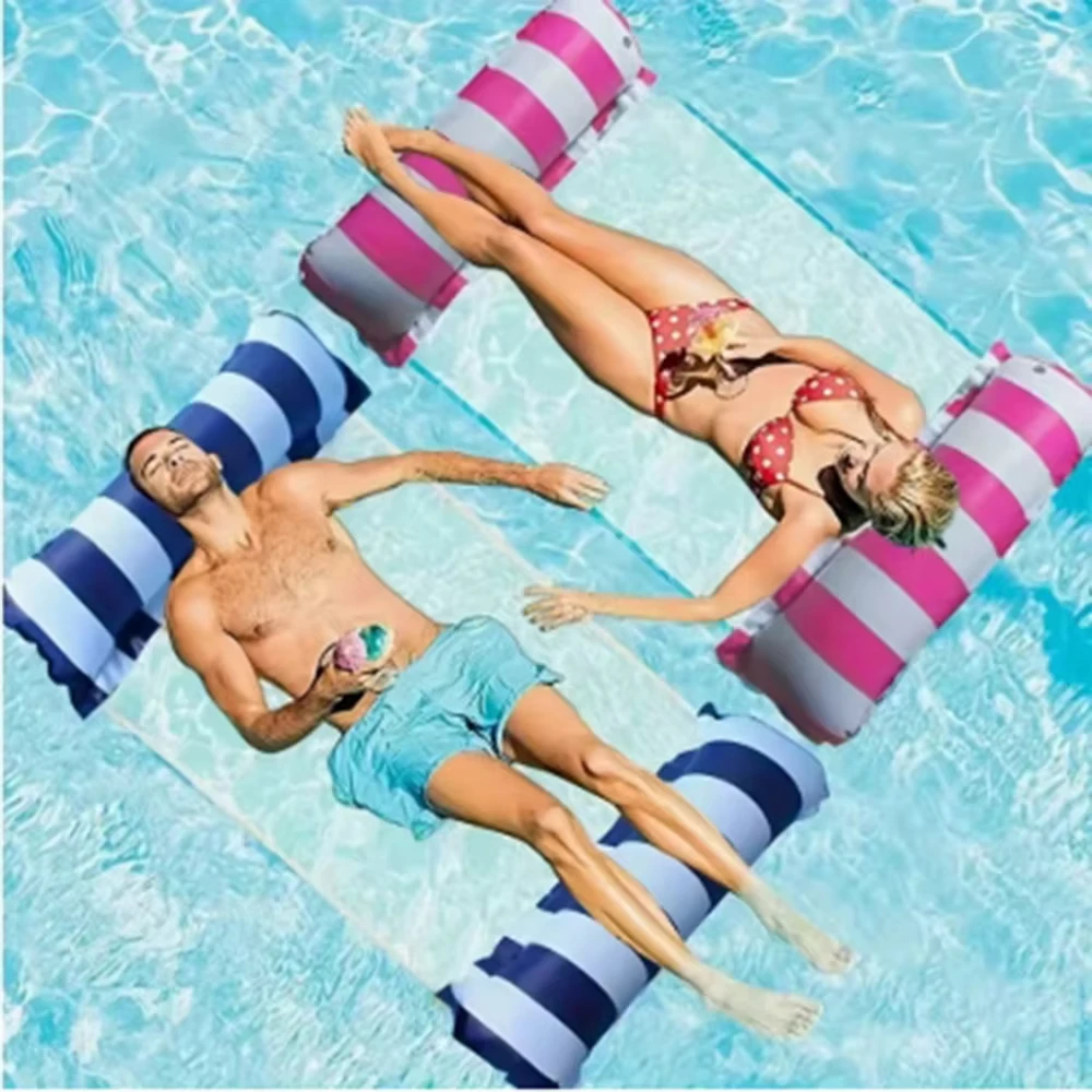 Inflatable Floating Water Hammock Float Lounger Foldable Pool Sofa Floating Recliner Bed Swimming Air Mattress Water Play Mat