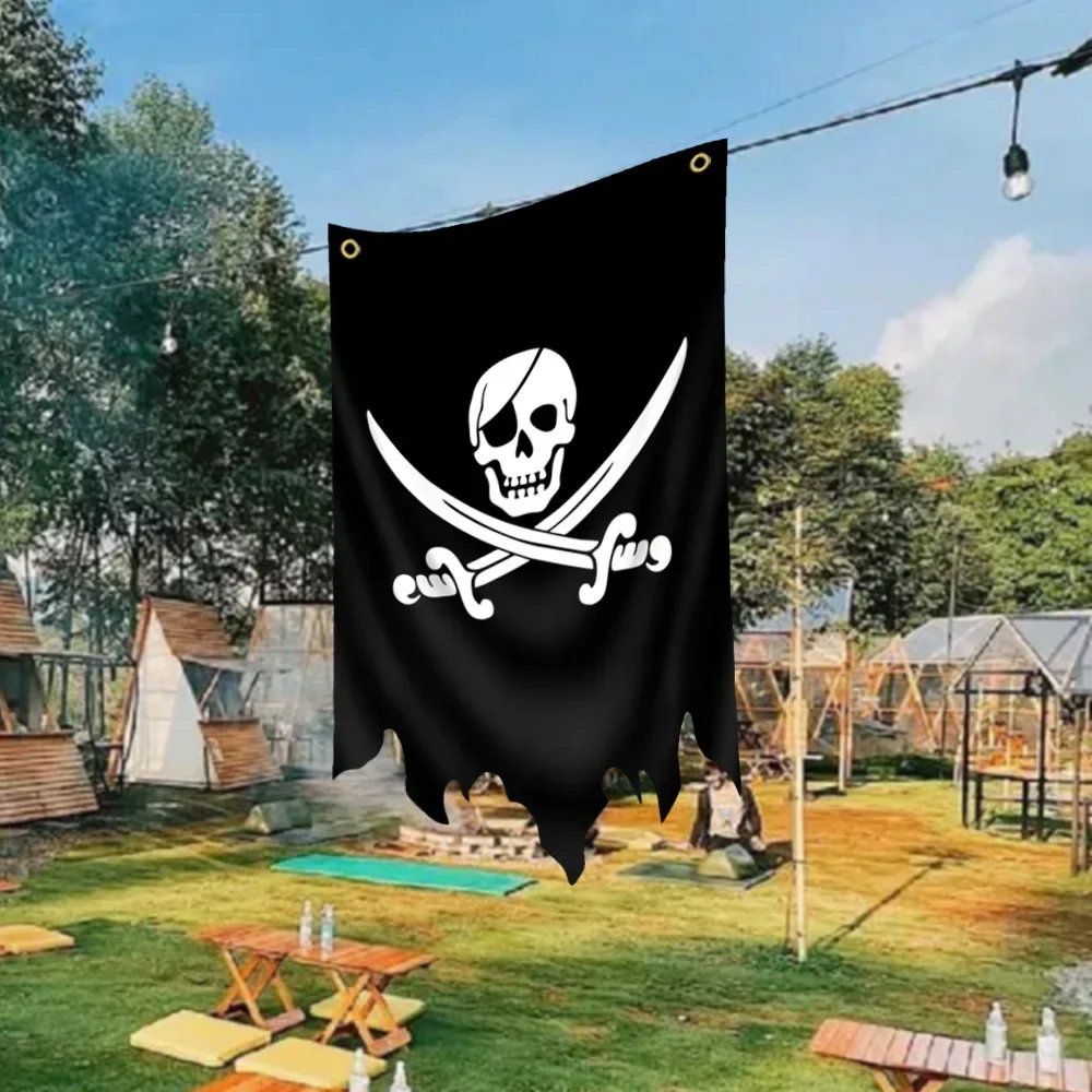 30X50CM Jolly Roger Pirate Black Blackjack Flag Polyester Printed Banner Tapestry Jack Rackham Skull Bone Flags Halloween Decor