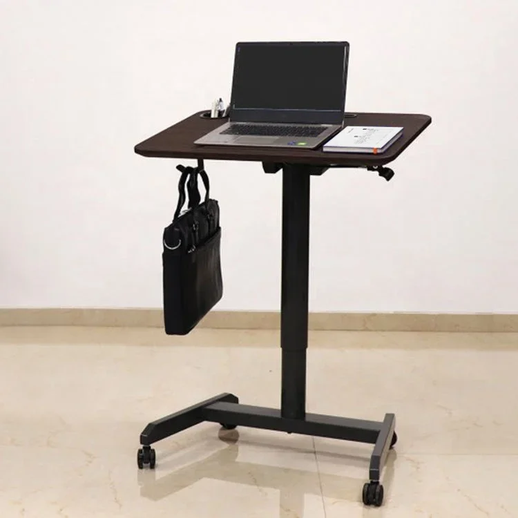 Ergonomic Flip Top Overlap Home Office School Gas Spring Lifting Sit and Stand Computer Desk Pneumatic Height Adjustable Desk