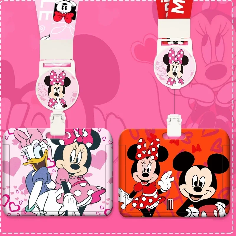 Disney Minnie Lanyard ID Badge Holder, Credit Card Case Neck Strap Card Holders Transportation card, work ID