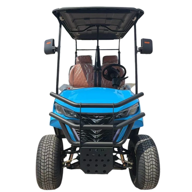 Reasonable Price White Two Seater Brand New Golf Club Cart 72V Lithium Battery Sightseeing Solar Road Tire Electric Golf Cart