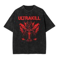 Awesome Ultrakill Shooting Game T-Shirts Men Crew Neck Pure Cotton Washed T Shirt  Short Sleeve Tees Summer Tops
