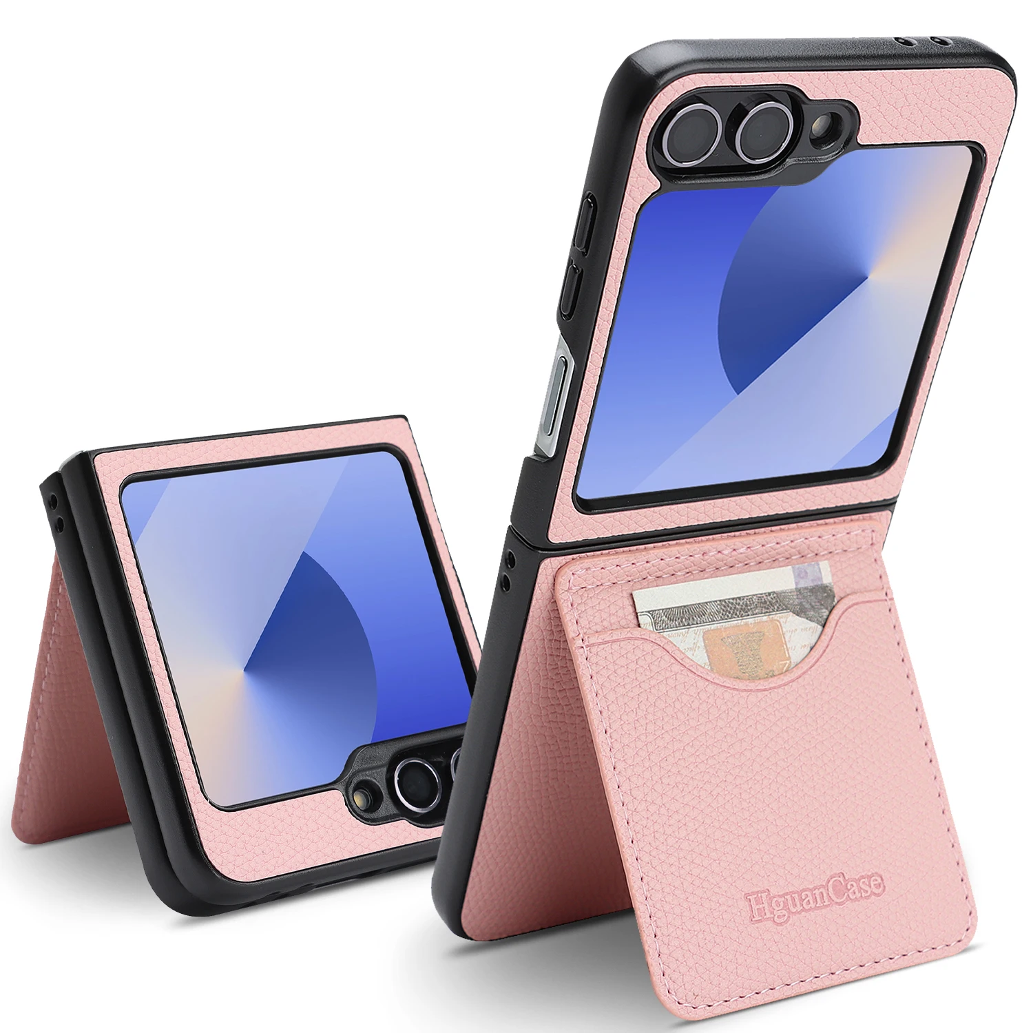 Luxuriöse Mode-Kartenhalter Leder-Handyhülle für Samsung Z Flip 7 6 5 4 3 Komfortabler Griff Stoßfest Schlanke Passform Tragbare Abdeckung