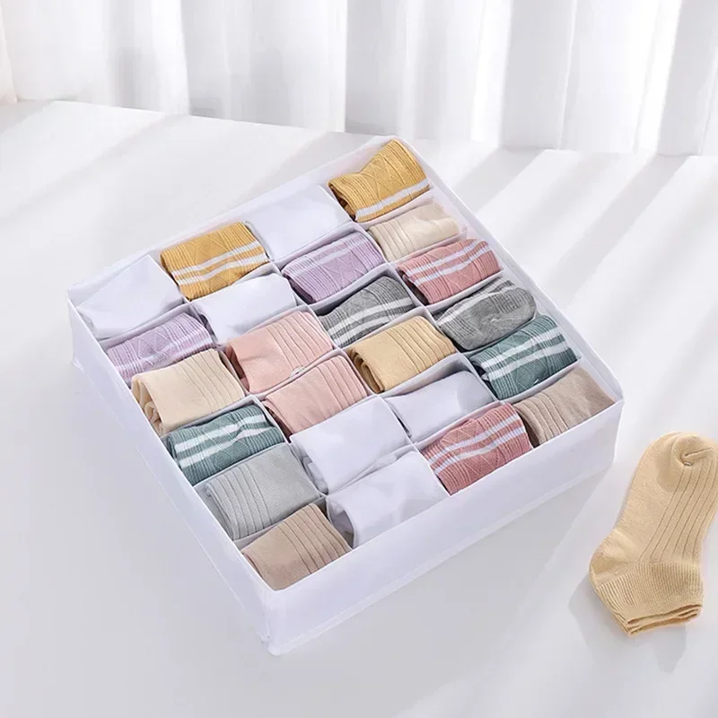 24 Grids Sock Storage Underwear Organizer Boxs Foldable Cabinet Drawer Organizers Clothes Closets Underpants Bra Storage Box
