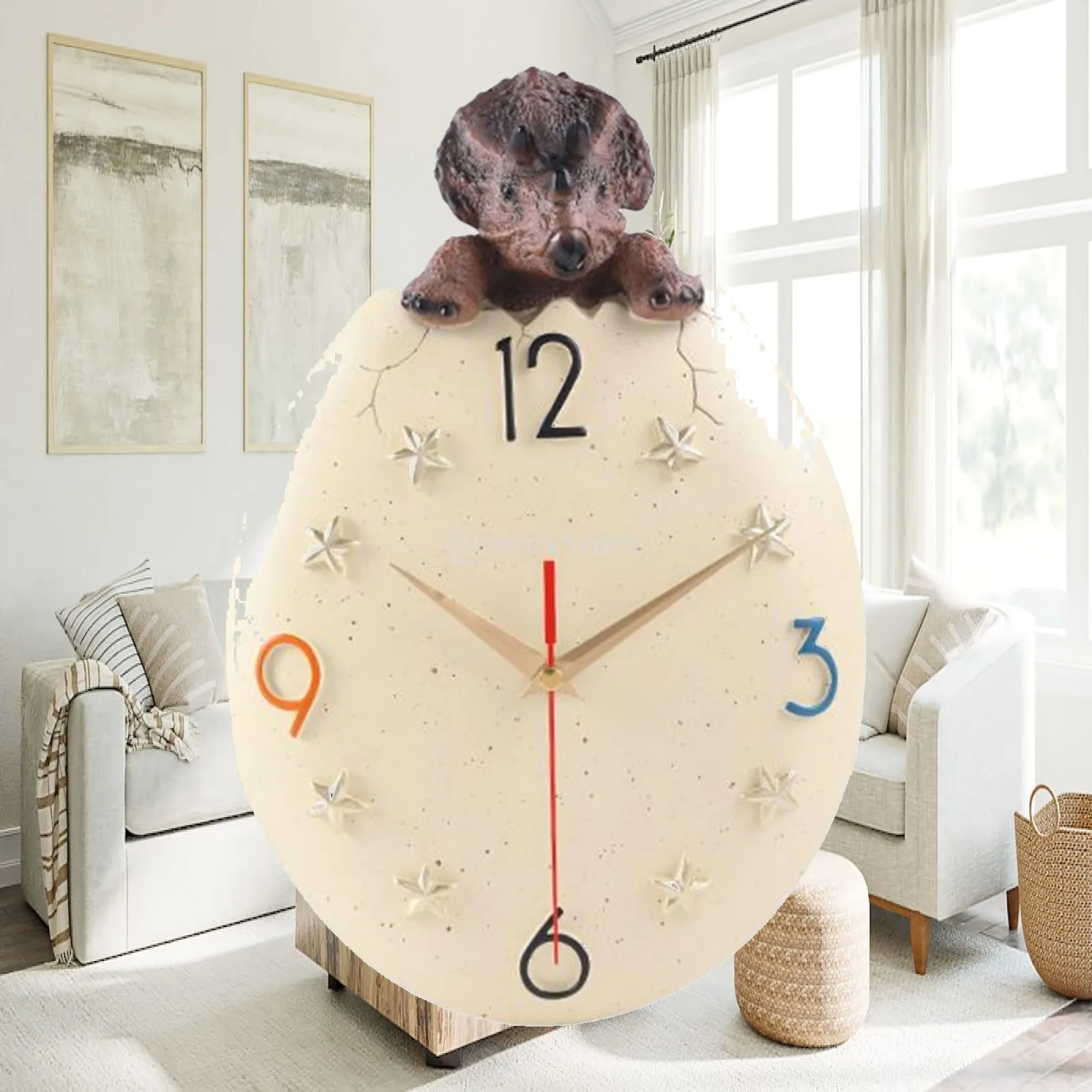 Lil Horloge Clock Ticking Wall Decorative Decor Dinosaur Children's Room