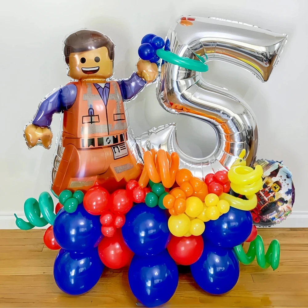 Cartoon Building Block Themed Party Balloon Set Colorful Latex Balloons for Baby Shower Kids Birthday Christmas Decorations - view 3