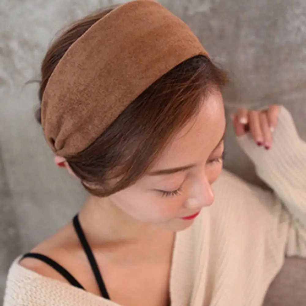 Headpiece Elegant Wide Hairband Retro Vintage Korean Style Hair Hoop Suede Women Headband Sweet Hair Hoop