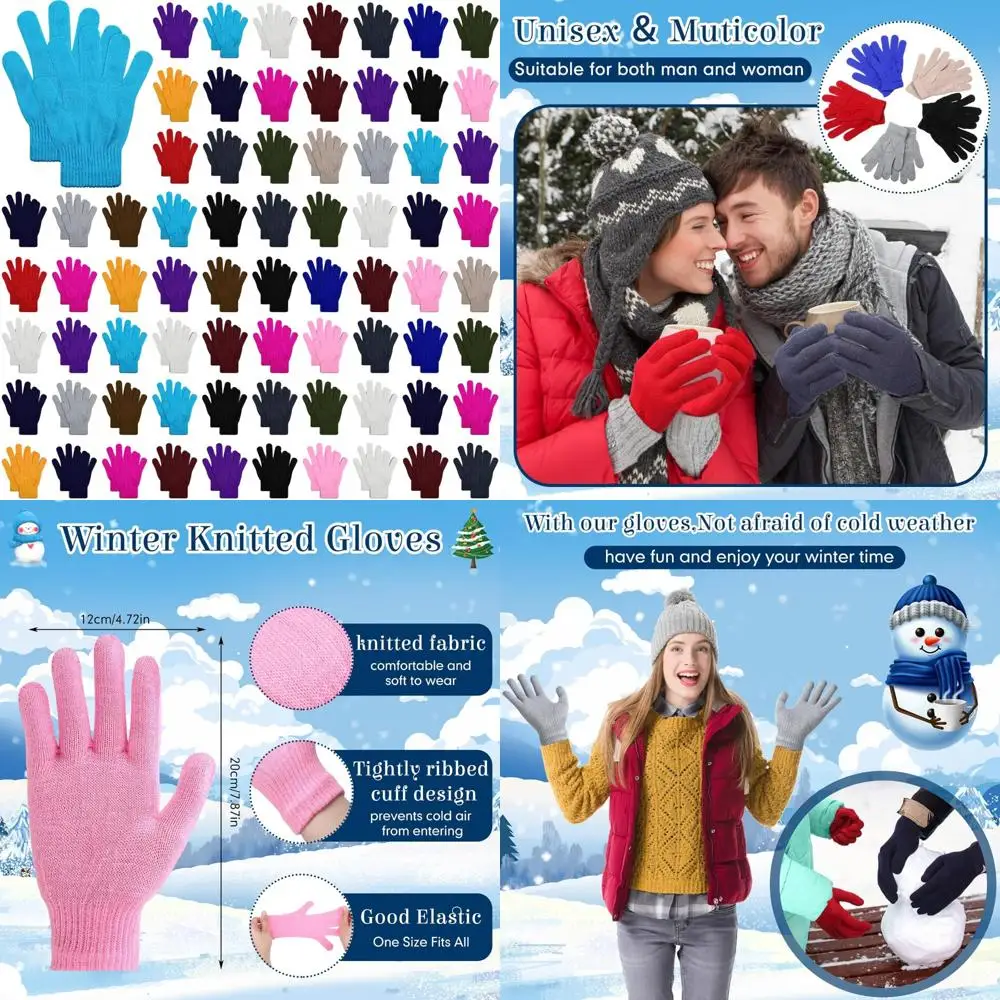 

Winter Warm Knitted Stretchy Gloves Bulk Pack for Men and Women - Ideal for Homeless Charity Donations