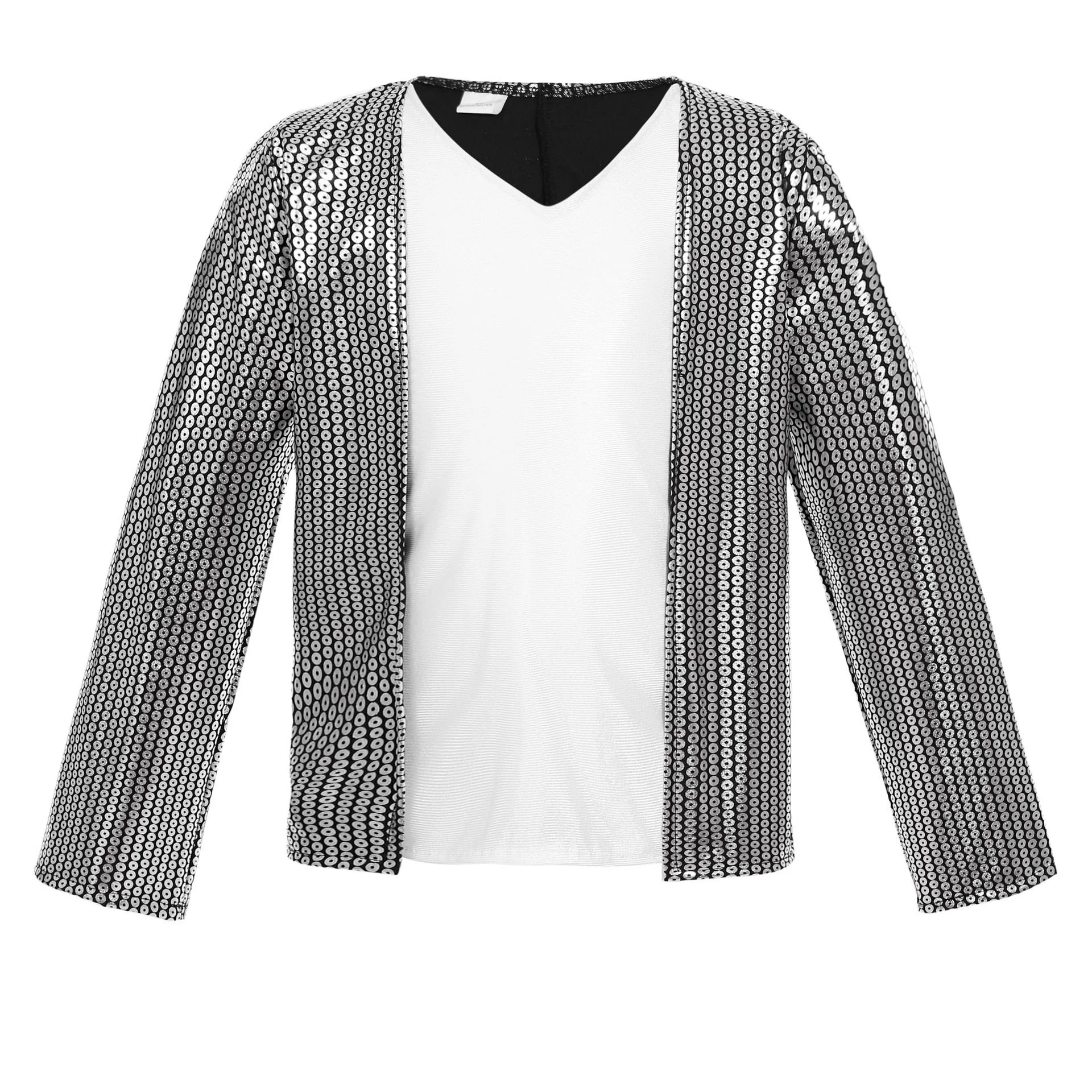Kinderkostüm-Set für Jungen im Promi-Stil, Paillettenjacken, Hosen mit Accessoires für Karnevalspartys und Verkleidungen – Detail 8
