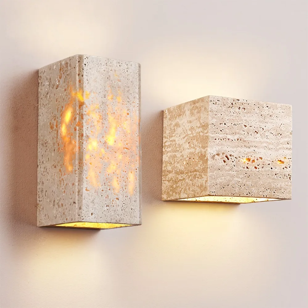 Wabi Sabi Natural Stone Wall Light for Living Room Bedroom Stairs Corridor Indoor Art Decoration Wall Lamp Home Bedside Light