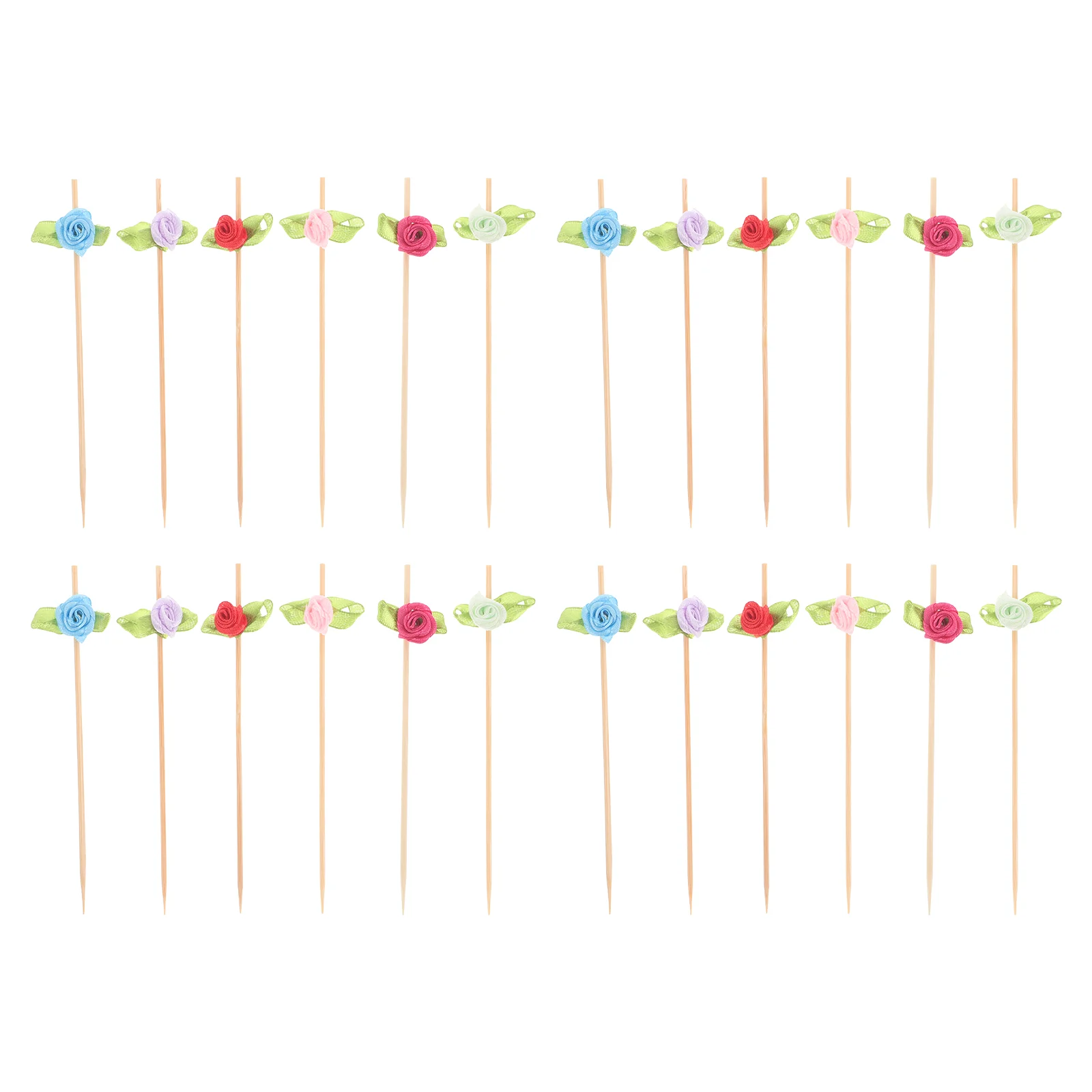 Fruit Skewers Bamboo Charcuterie Sticks Disposable Cloth Valentines Day Flower Picks