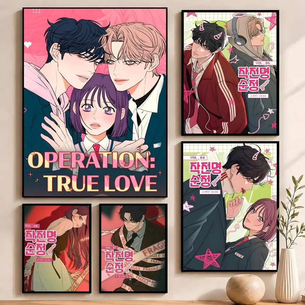 Manga Operation True Love Poster Self‑Adhesive Waterproof PP Poster Coffee House Bar Wall Art Sticker Room Home Decor