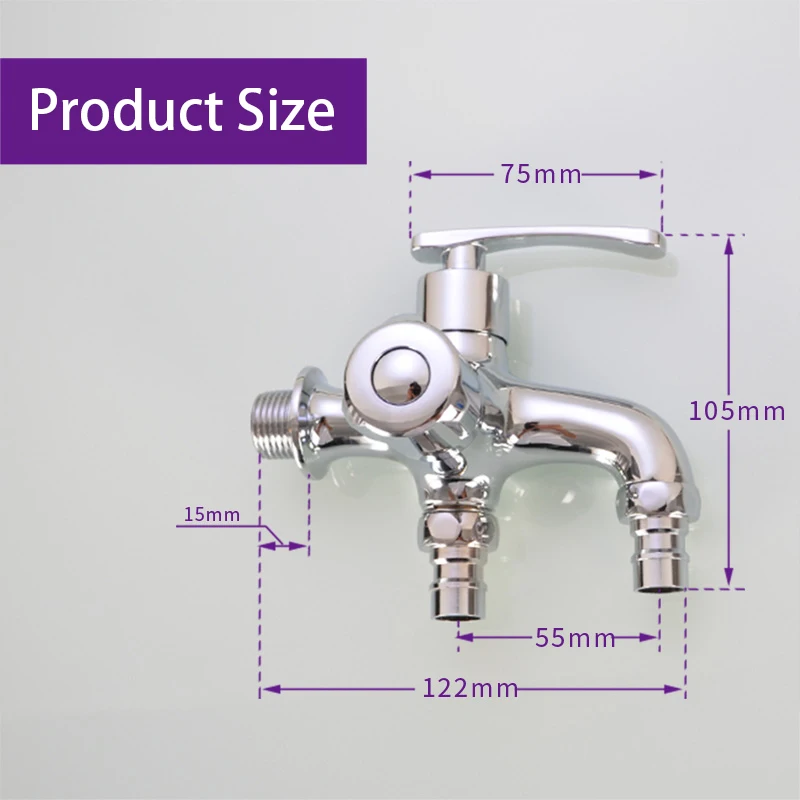 1 pz funzione a doppio uso 1 in 2 out rubinetto lavatrice Mop piscina rubinetto montaggio a parete rubinetto in rame 1/2 "3/4" filo