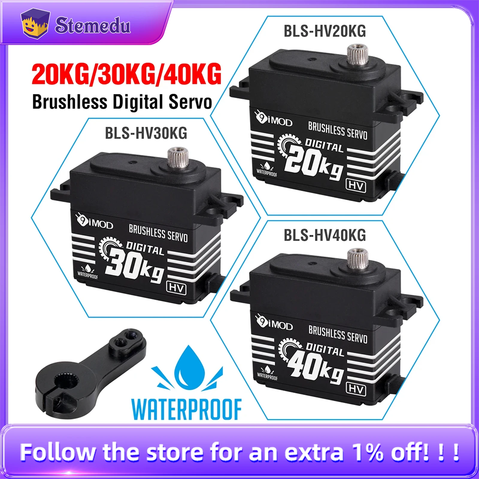 

9imod Brushless Servo 20/30/40KG Aluminum Alloy Case Waterproof Digital Metal Gear Servo for RC Car Truck Crawler Boat Robot DIY