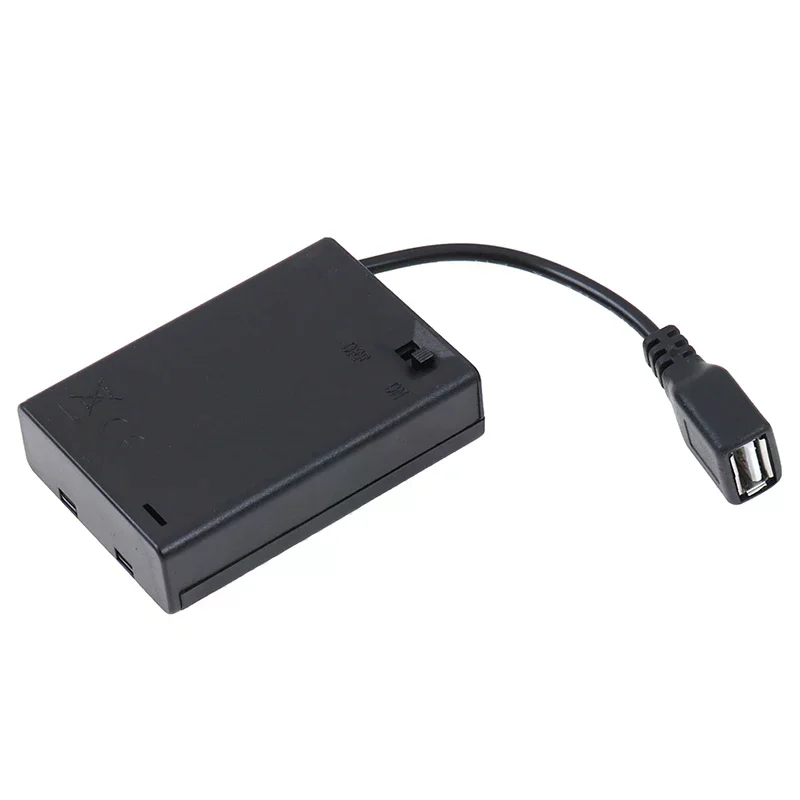 1Pcs 3AA Battery Case with USB Port & Switch - 65x45x15mm Power Box for LED Building Blocks and DIY Light Kits
