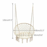 Nordic Style Round Hammock Swing Chair Safety Hammock Sling Hanging Garden Seat White Tassel Braided Rope Swing Balcony Chair
