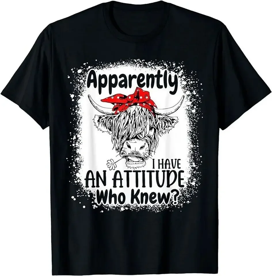 Apparently I Have An Attitude Who Knew Bleached Highland Cow T-Shirt