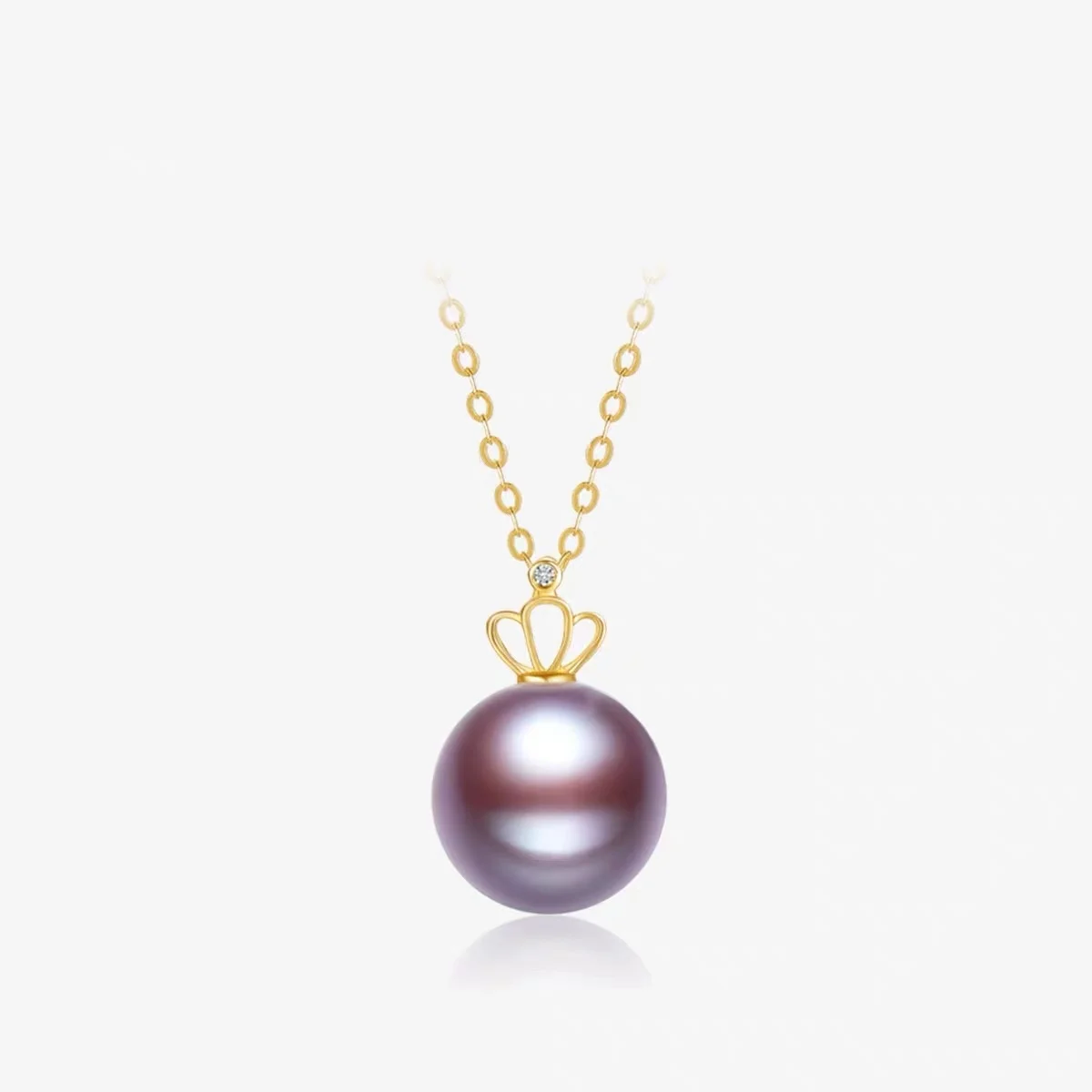 NEW 12-13mm Big Bead Purple Freshwater Pearl Necklace Pendant Real 18K Yellow Gold Natural Au750 Fine Jewelry