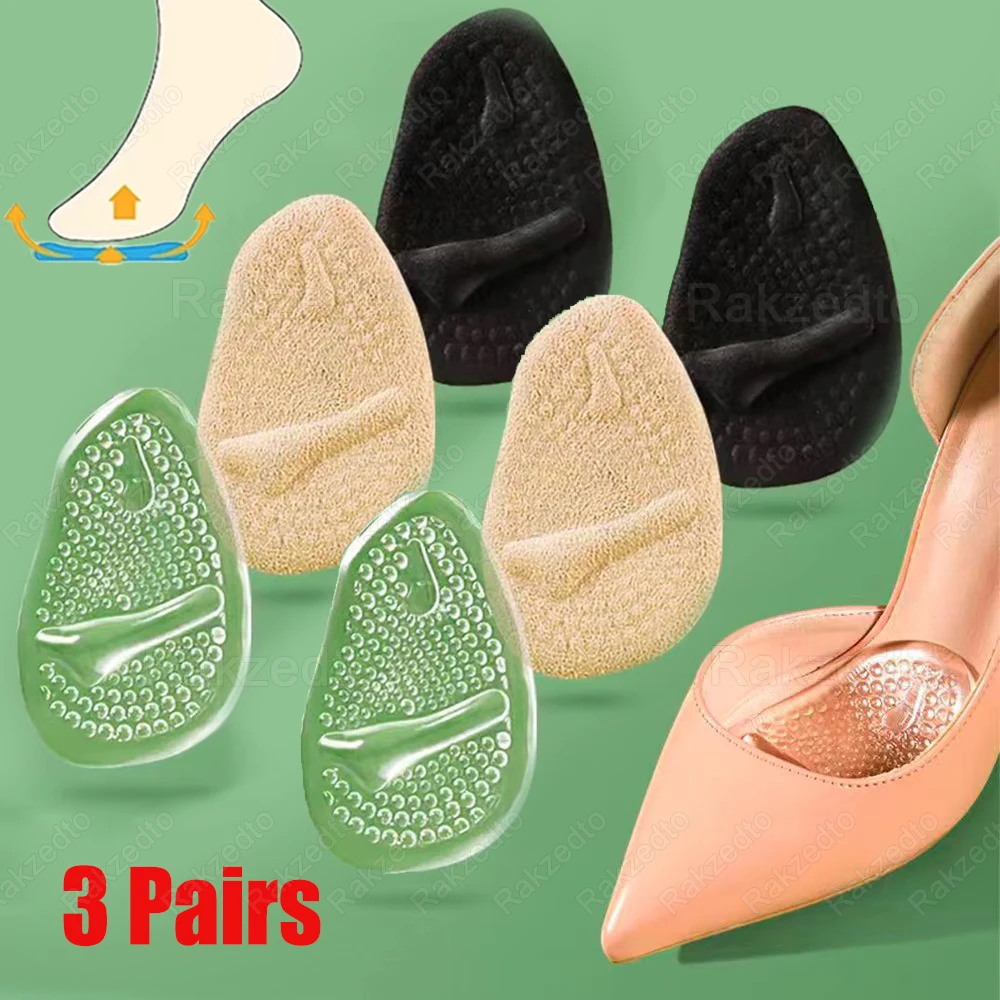 6Pcs Silicone Metatarsal Pads for Shoes Non-Slip Self-Adhesive Forefoot Gel Foot Pads Sandals High Heels Shoe Insoles for Women