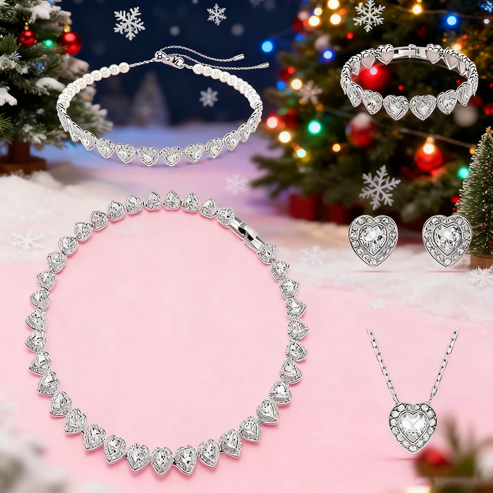 

Luxury Simple Women's Jewelry Set Necklace Bracelet Earrings Inlaid Zircon Fashion Christmas Gift Party