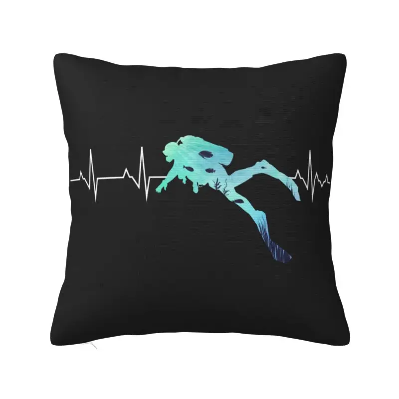 Modern Scuba Diving Heartbeat Cushion Cover Polyester Dive Diver Pillow Case for Living Room