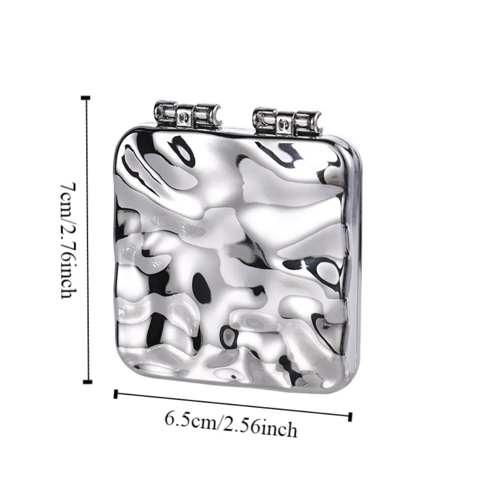 مرآة مكياج صغيرة قابلة للطي، مرآة تزيين مربعة، مرايا يدوية محمولة، مرآة جيب مدمجة مبتكرة على الوجهين