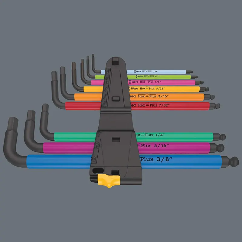 Wera 05073593001 950 SPKL/9 SM N SB 9 Piece Long Arm Hex Key Set Multicolour L-Key Set Wear-resistant Material Long Service Life