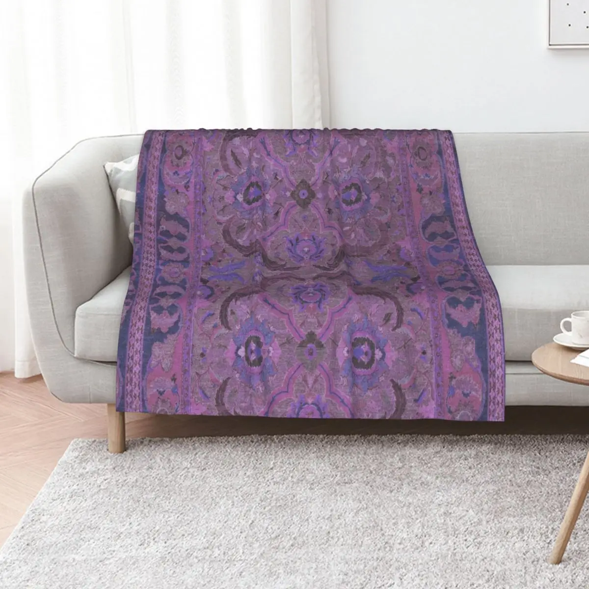 Purple Vintage Persian Oriental Carpet Throw Blanket Luxury Thins warm winter Winter beds Hairys Blankets