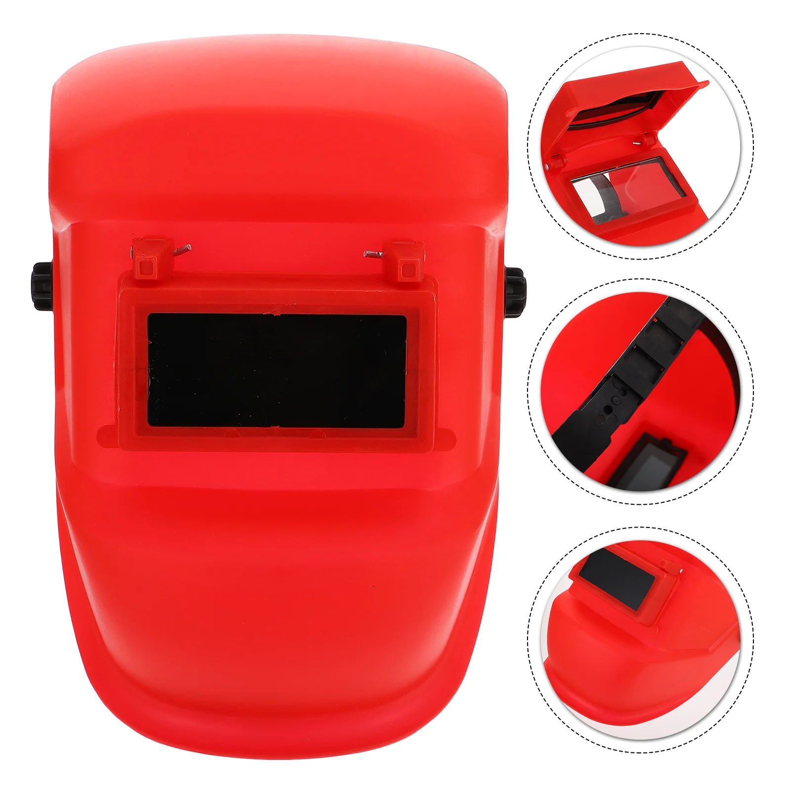 Welder Machine Welding Hood with Len Headset Working Hat Protection Face Cover Argon Arc Red