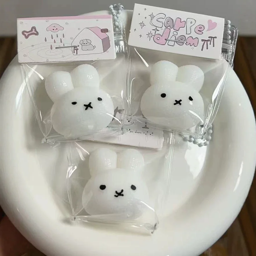 Mini Miffy Rabbit Head Squeeze Toy Super Soft Touch Kawaii Cute Exquisite Pendant Keychain Stress Relief Fidget Toy Wholesale