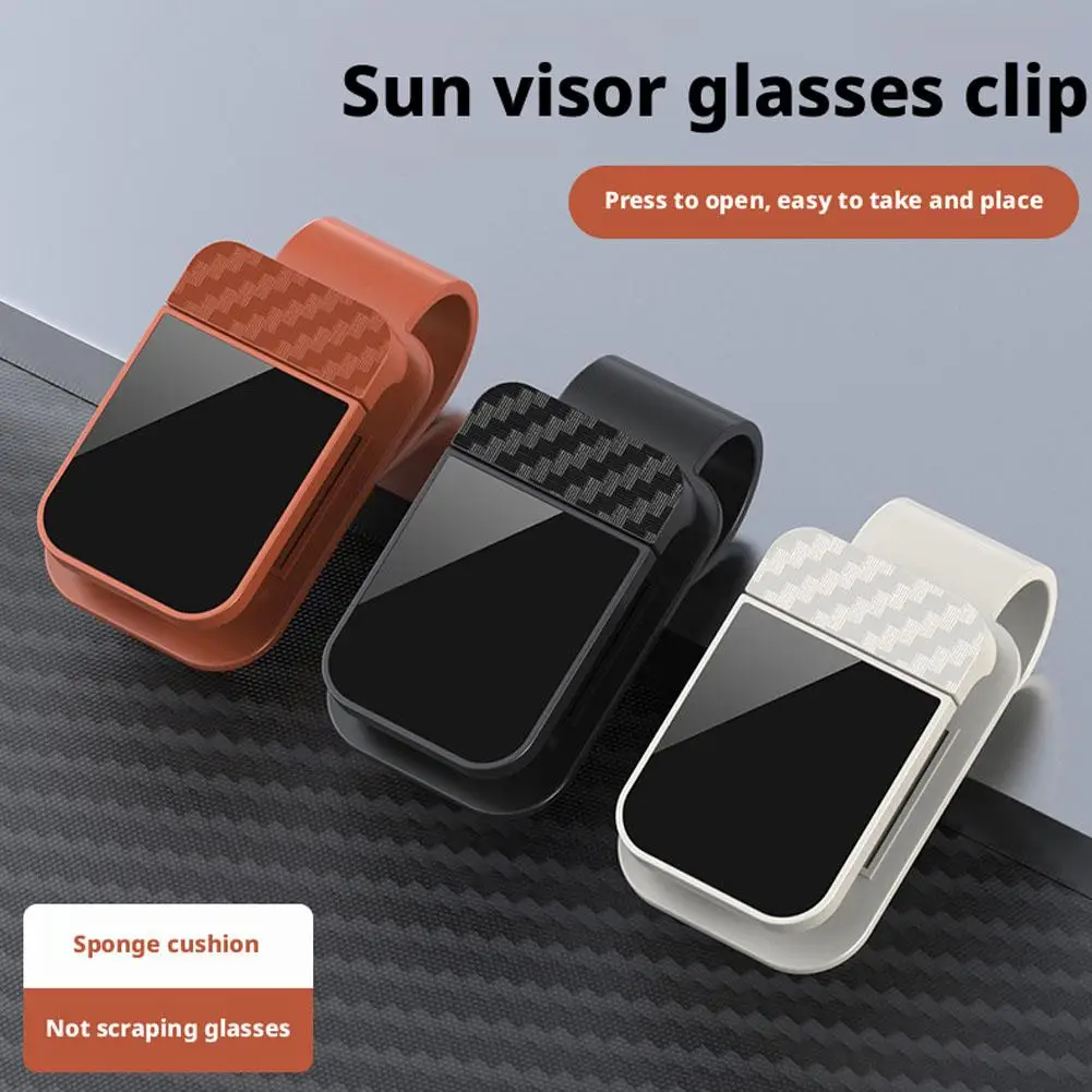 Car Visor Eyeglass Clip Carbon Fiber Press To Open Multicolor Glasses Holder For Car Interior Accessory Car Glasses Q6c1